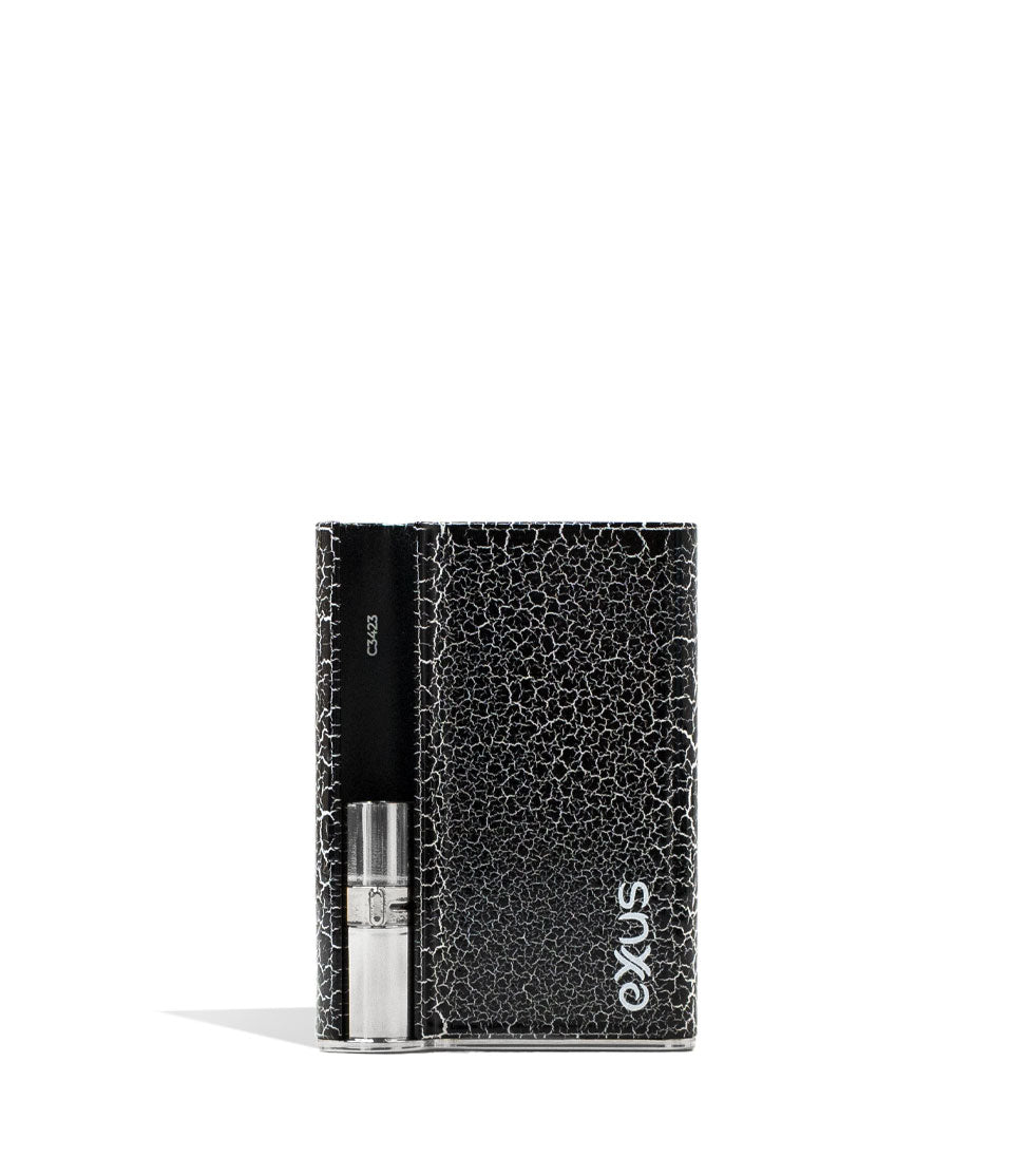 Black White Crackle Exxus Palm Pro Cartridge Vaporizer Front View on White Background