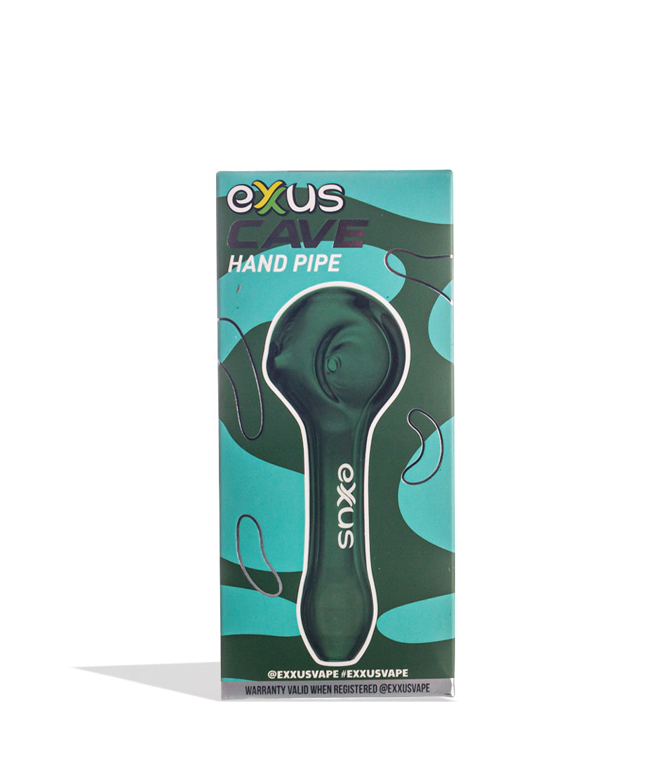 Green Exxus Vape Cave Hand Pipe Packaging Front View on White Background